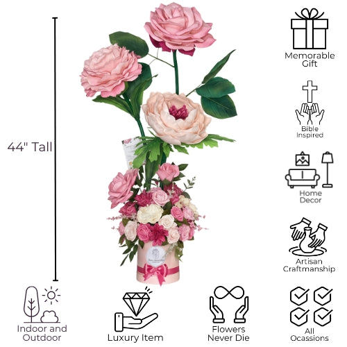 Giant Pink Flower Arrangement – 44" Luxury Rose, Peony & Carnation Gift Box