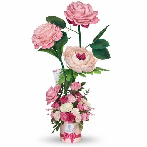 Giant Pink Flower Arrangement – 44" Luxury Rose, Peony & Carnation Gift Box
