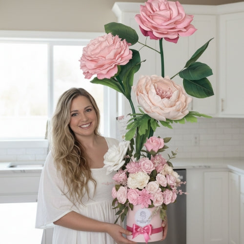 Giant Pink Flower Arrangement – 44" Luxury Rose, Peony & Carnation Gift Box