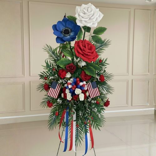 Luxury Giant Flower Patriotic Everlasting Funeral Flower Spray