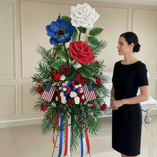 Luxury Giant Flower Patriotic Everlasting Funeral Flower Spray