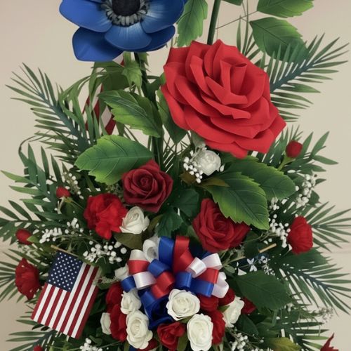 Luxury Giant Flower Patriotic Everlasting Funeral Flower Spray