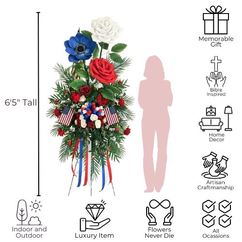 Luxury Giant Flower Patriotic Everlasting Funeral Flower Spray