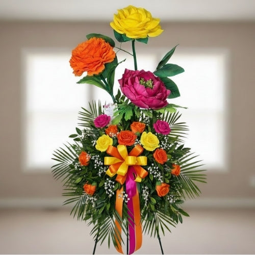 Cheerful Funeral Spray – Handcrafted Giant Foam Flowers
