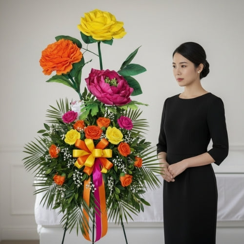 Cheerful Funeral Spray – Handcrafted Giant Foam Flowers