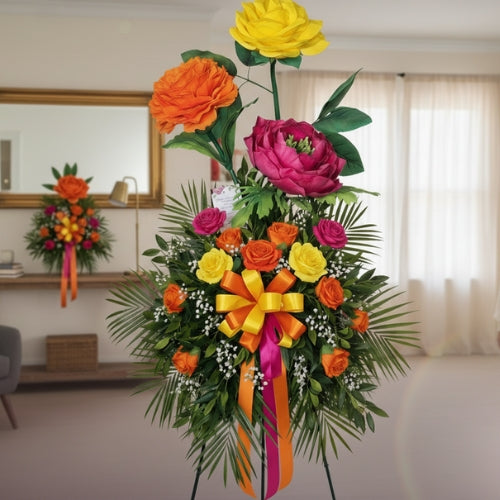 Cheerful Funeral Spray – Handcrafted Giant Foam Flowers