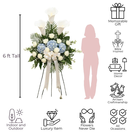 Elegant Funeral Spray with Giant Calla Lilies – 6.5ft Tall