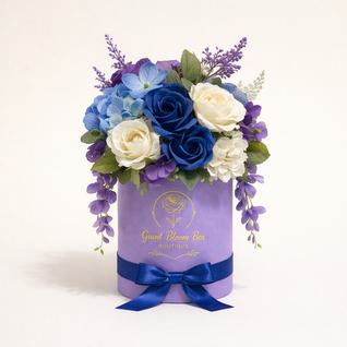 Lavender Dream | Purple & Blue Luxury Silk Flower Hatbox