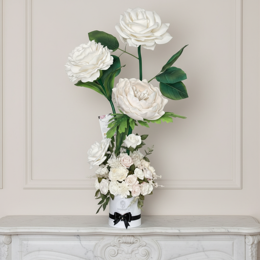 Luxury White Flower Arrangement, Handcrafted Giant Foam Flowers, Wedding Centerpiece, Forever Floral Gift Box, Elegant Ceremony Décor