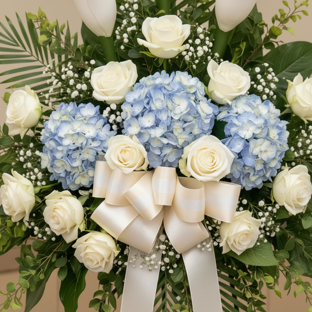 Elegant Funeral Spray with Giant Calla Lilies – 6.5ft Tall