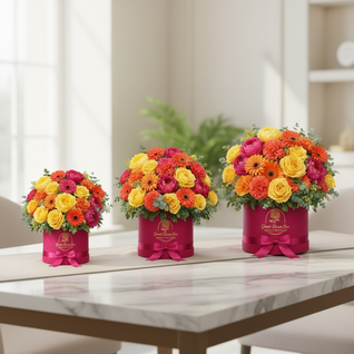 Tropical Punch — Pink, Yellow & Orange Silk Floral Arrangement