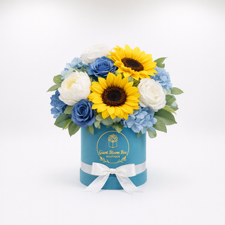 Blue Horizon — Yellow, Cream & Blue Silk Floral Arrangement