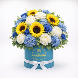 Blue Horizon — Yellow, Cream & Blue Silk Floral Arrangement