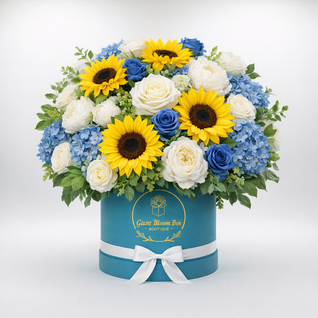 Blue Horizon — Yellow, Cream & Blue Silk Floral Arrangement